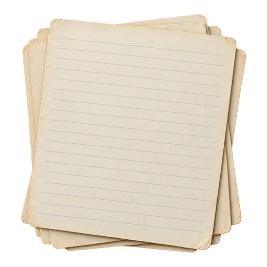 A few loose sheets of cream paper